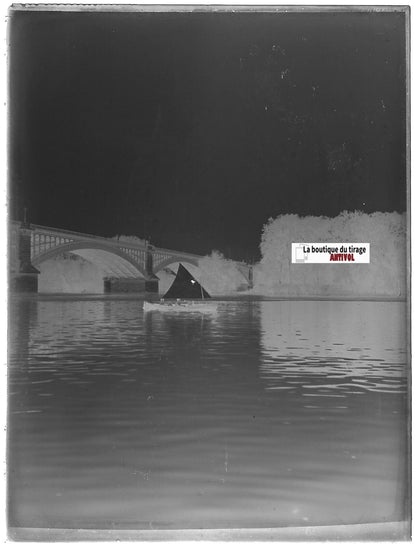 Pont Saint-Michel, Toulouse, Plaque verre photo, négatif noir & blanc 9x12 cm