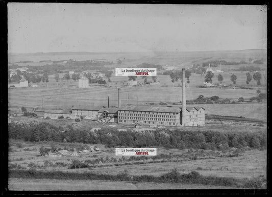 Plaque verre photo ancienne négatif noir et blanc 13x18 cm tuilerie vers Vittel