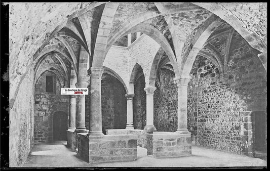 Plaque verre photo, négatif noir & blanc 9x14 cm, Saint-Honorat, monastère