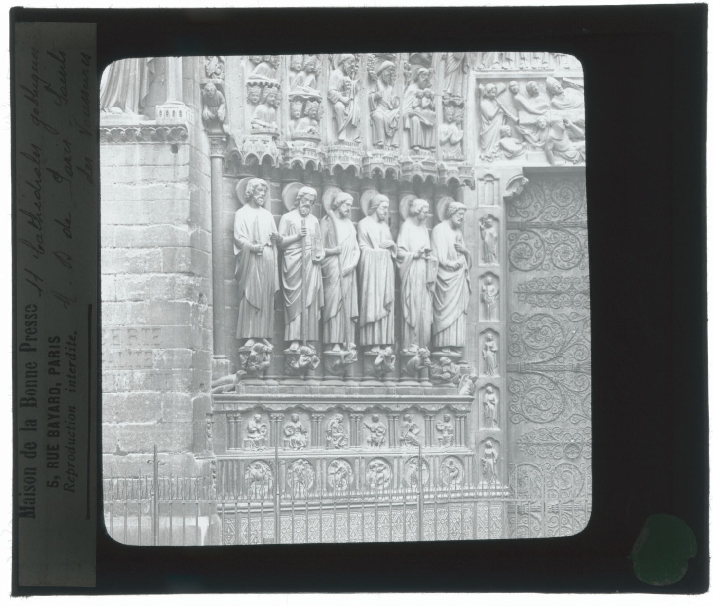 Cathédrale Notre-Dame de Paris, photo ancienne plaque verre, positif 8,5x10 cm