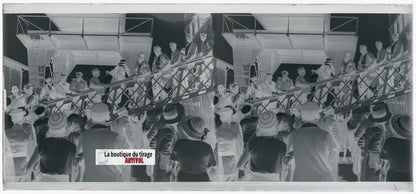 Algérie, bateau, plaque verre, photo stéréo, négatif noir & blanc 6x13 cm
