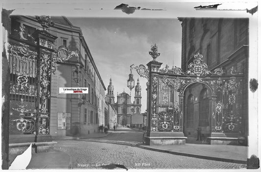Nancy, cathédrale, Plaque verre photo ancienne, positif noir & blanc 13x21 cm