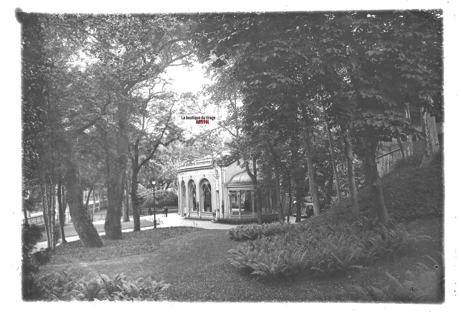 Plaque verre photo ancienne positif noir & blanc 13x18 cm Vichy Célestins source