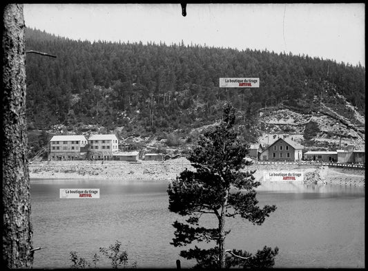 Plaque verre photo ancienne négatif noir et blanc 13x18cm lac Noir Orbey Vosges