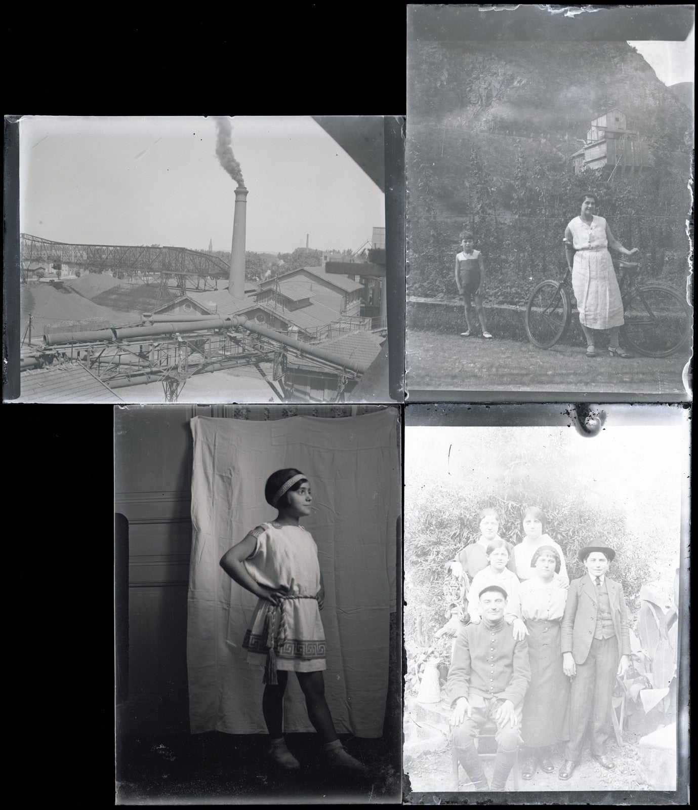 Vélo promenade, Pyrénées, photos vintage plaque verre, lot de 10 négatifs 6x9 cm