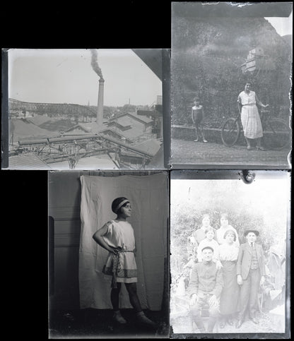 Vélo promenade, Pyrénées, photos vintage plaque verre, lot de 10 négatifs 6x9 cm