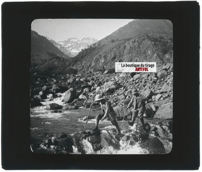 Paysage, Montagne, Maroc, photo ancienne plaque verre, positif 8,5x10 cm