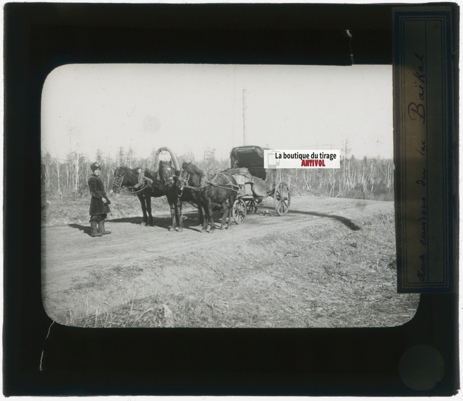 Lac Baïkal, Russie, photo plaque verre, noir & blanc, positif 8,5x10 cm