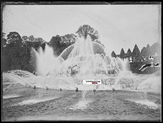 Bassin de Latone, Versailles, Plaque verre photo, négatif noir & blanc 9x12 cm