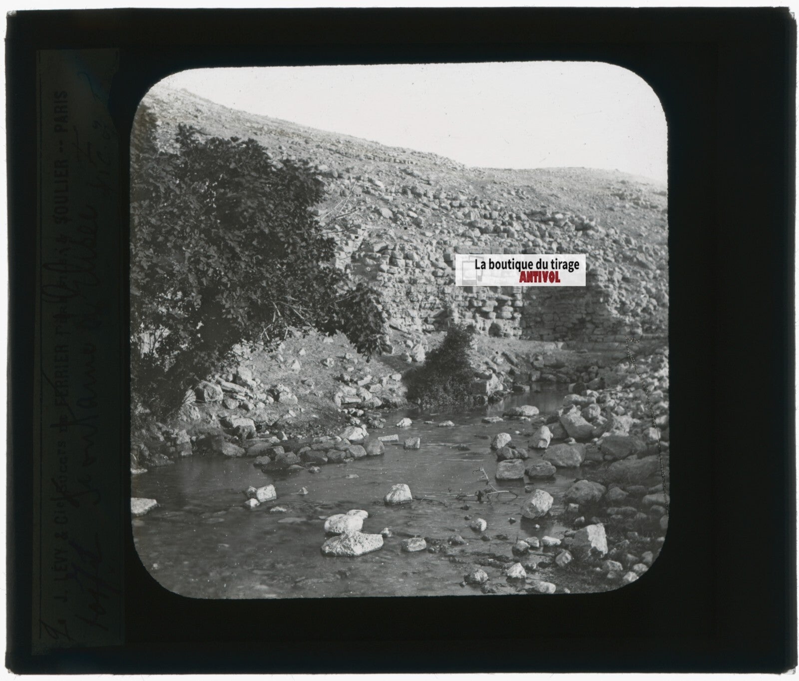 Fontaine d'Elisée Palestine, photo plaque verre, noir & blanc, positif 8,5x10 cm