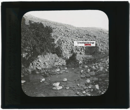 Fontaine d'Elisée Palestine, photo plaque verre, noir & blanc, positif 8,5x10 cm