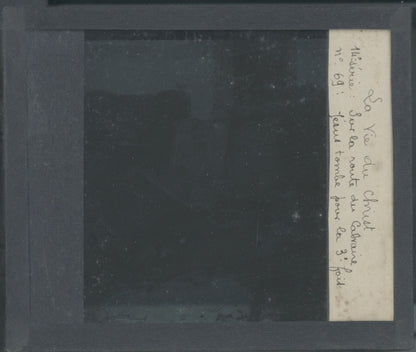 Jésus tombe, Christ, photo ancienne plaque verre, noir & blanc, 8,5x10 cm