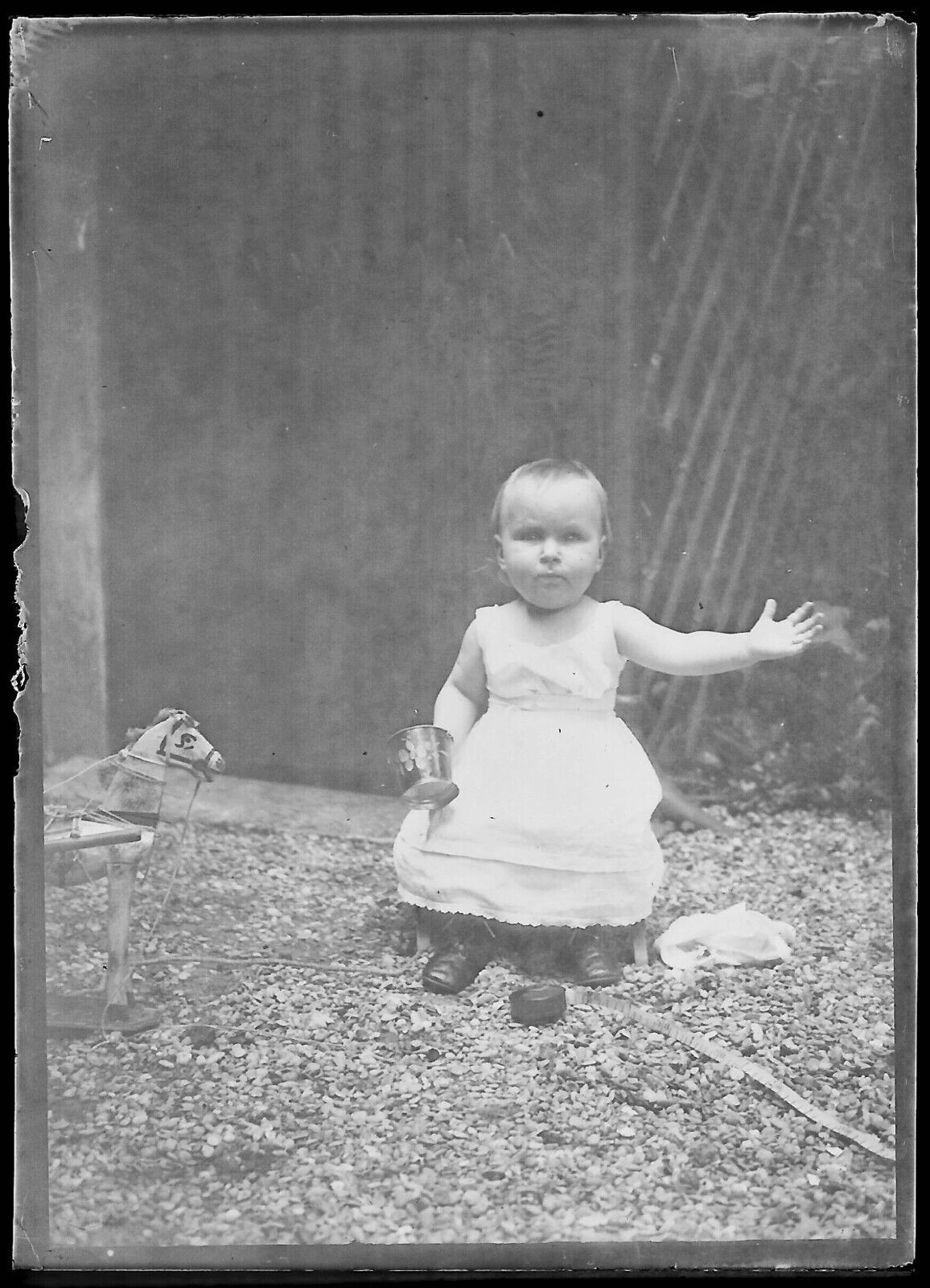 Plaque verre photo négatif noir et blanc 6x9 cm enfant portrait France