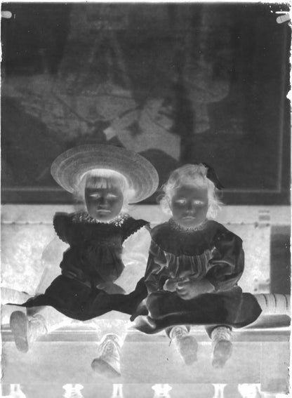 Plaque verre photo ancienne négatif 13x18 cm petite fille chapeau, vintage 
