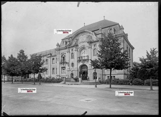 Plaque verre photo ancienne négatif noir et blanc 13x18 cm Colmar bains vintage