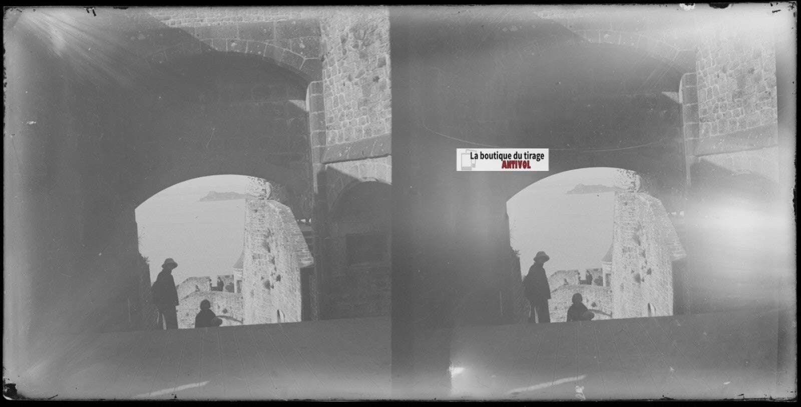 Le Mont-Saint-Michel, Normandie, plaque stéréo ancienne verre, négatif 9x18 cm