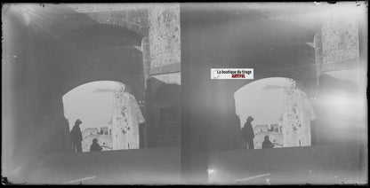 Le Mont-Saint-Michel, Normandie, plaque stéréo ancienne verre, négatif 9x18 cm