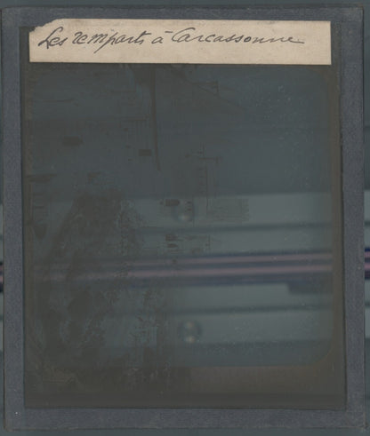 Cité de Carcassonne, photo plaque verre, noir et blanc, positif 8,5x10 cm