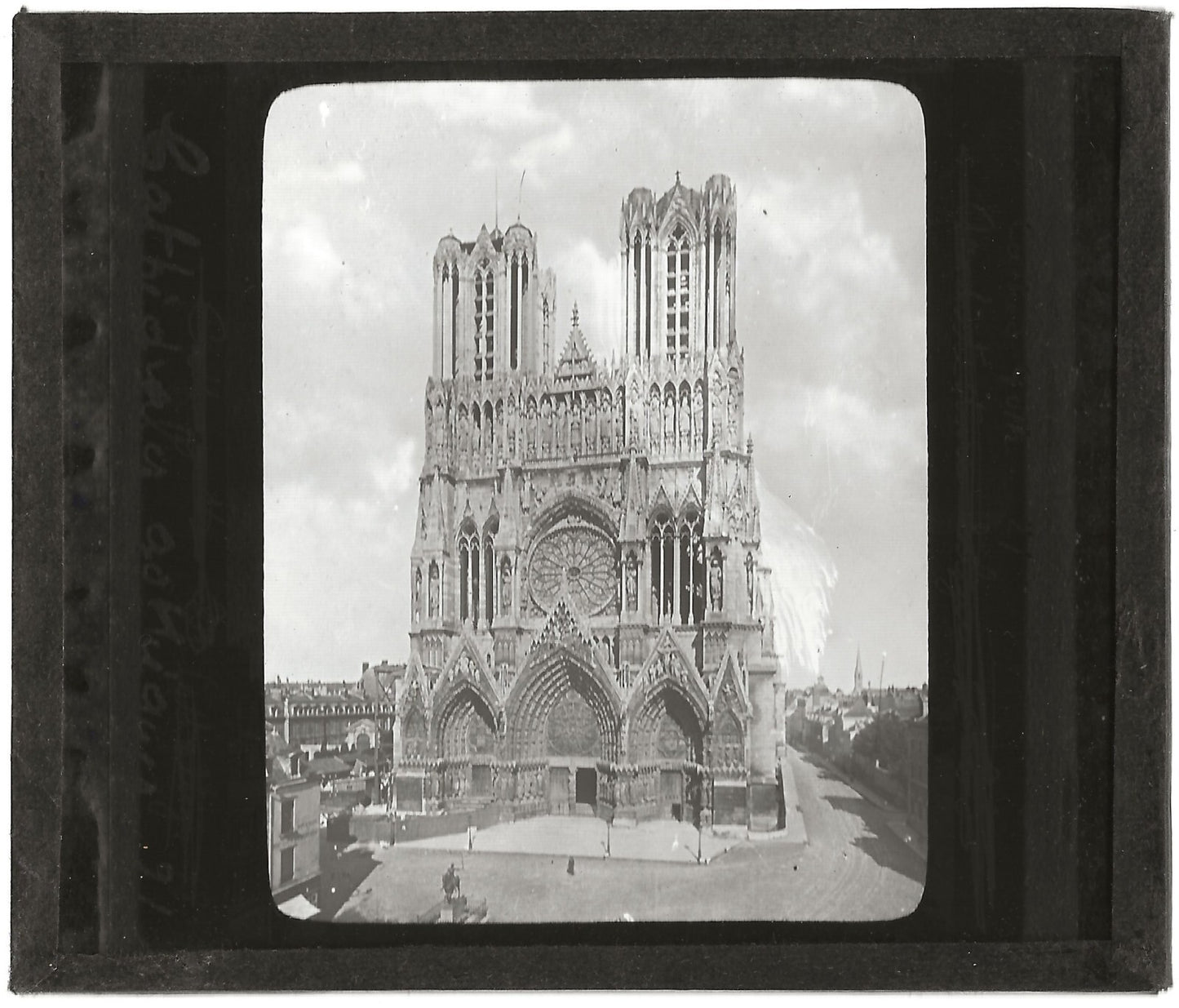 Cathédrale Notre-Dame de Reims, photo plaque de verre, positif 8,5x10 cm
