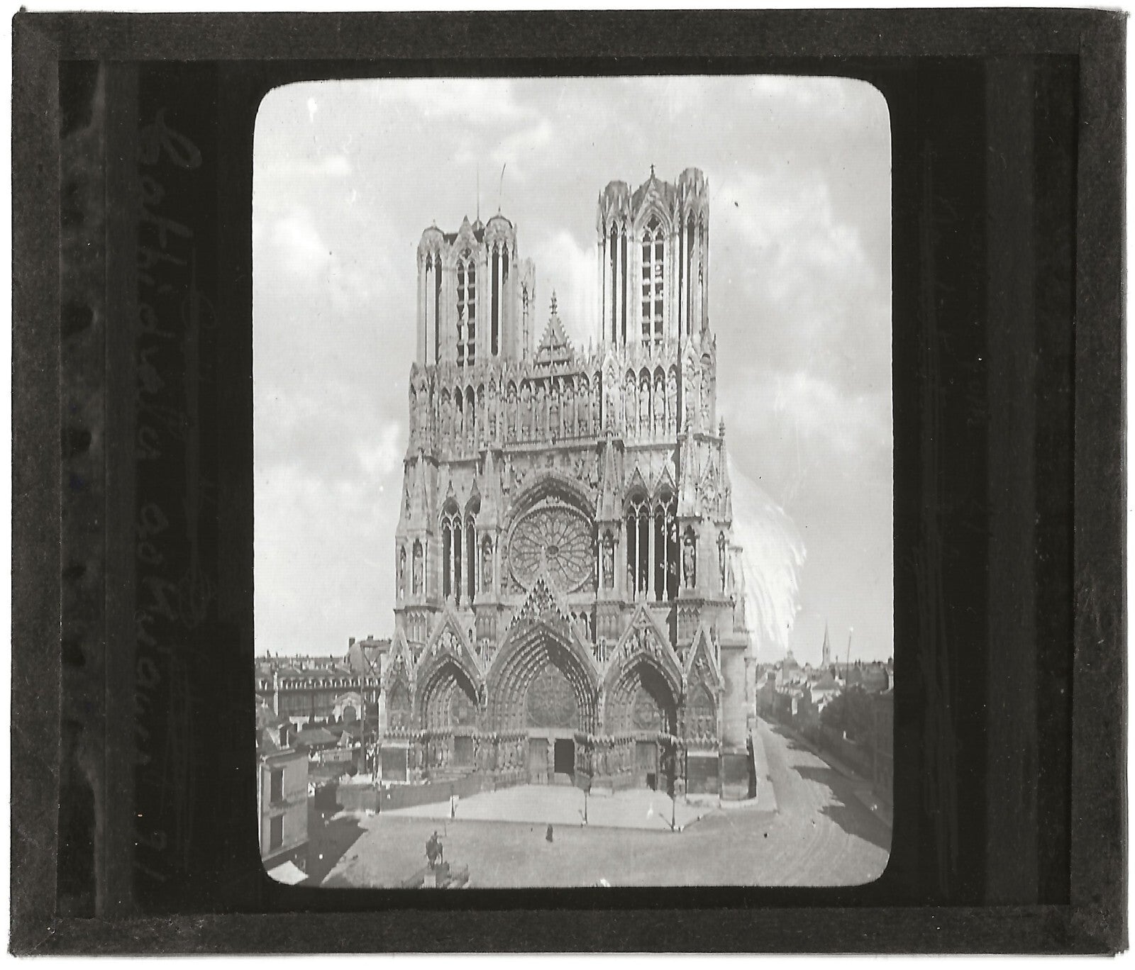 Cathédrale Notre-Dame de Reims, photo plaque de verre, positif 8,5x10 cm