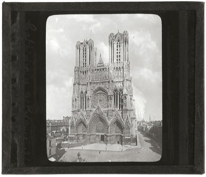 Cathédrale Notre-Dame de Reims, photo plaque de verre, positif 8,5x10 cm