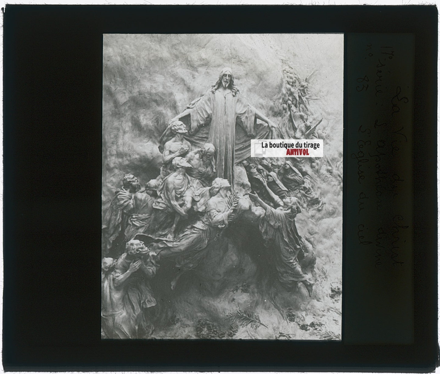 L’apothéose divine, Jésus, photo plaque verre, noir & blanc, positif 8,5x10 cm