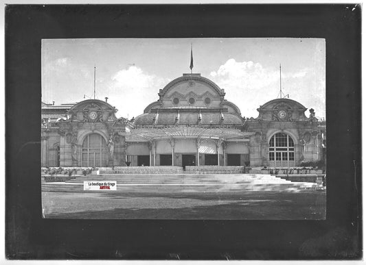 Plaque verre photo ancienne positif noir et blanc 13x18 cm Vichy Casino France