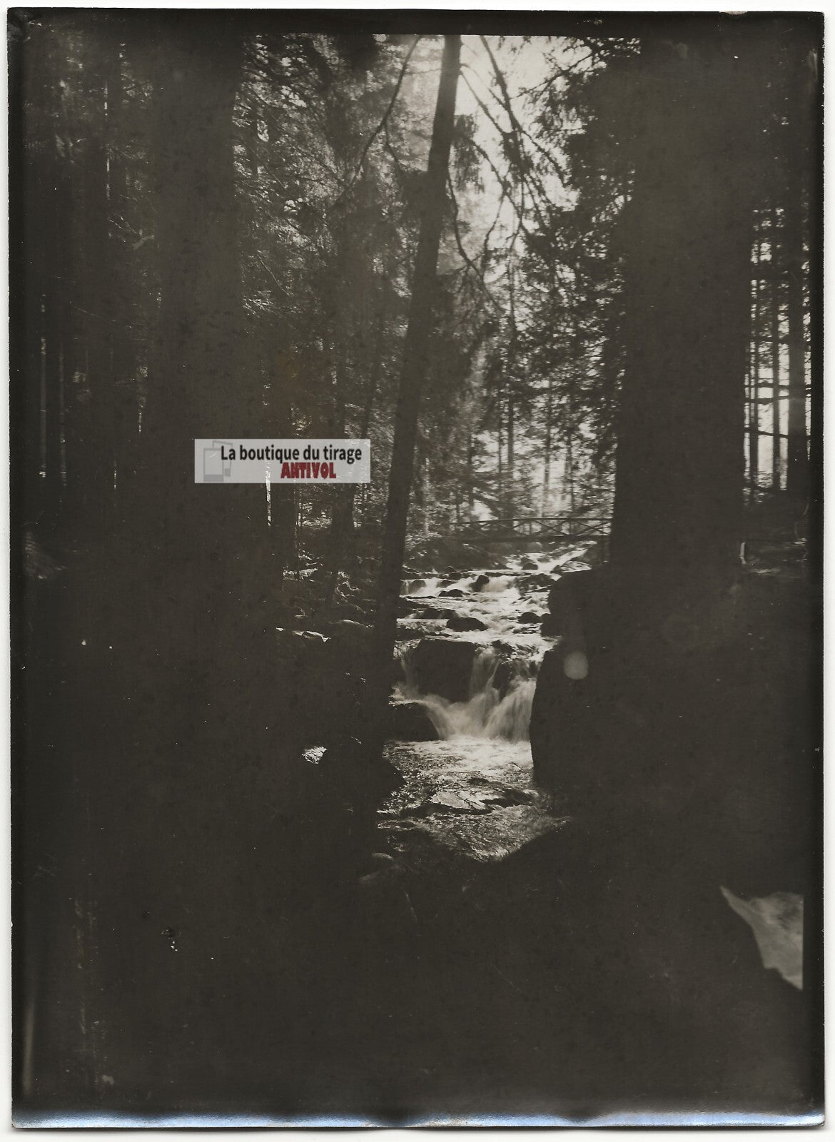Plaque verre photo ancienne négatif noir et blanc 13x18 cm Gérardmer saut Cuves
