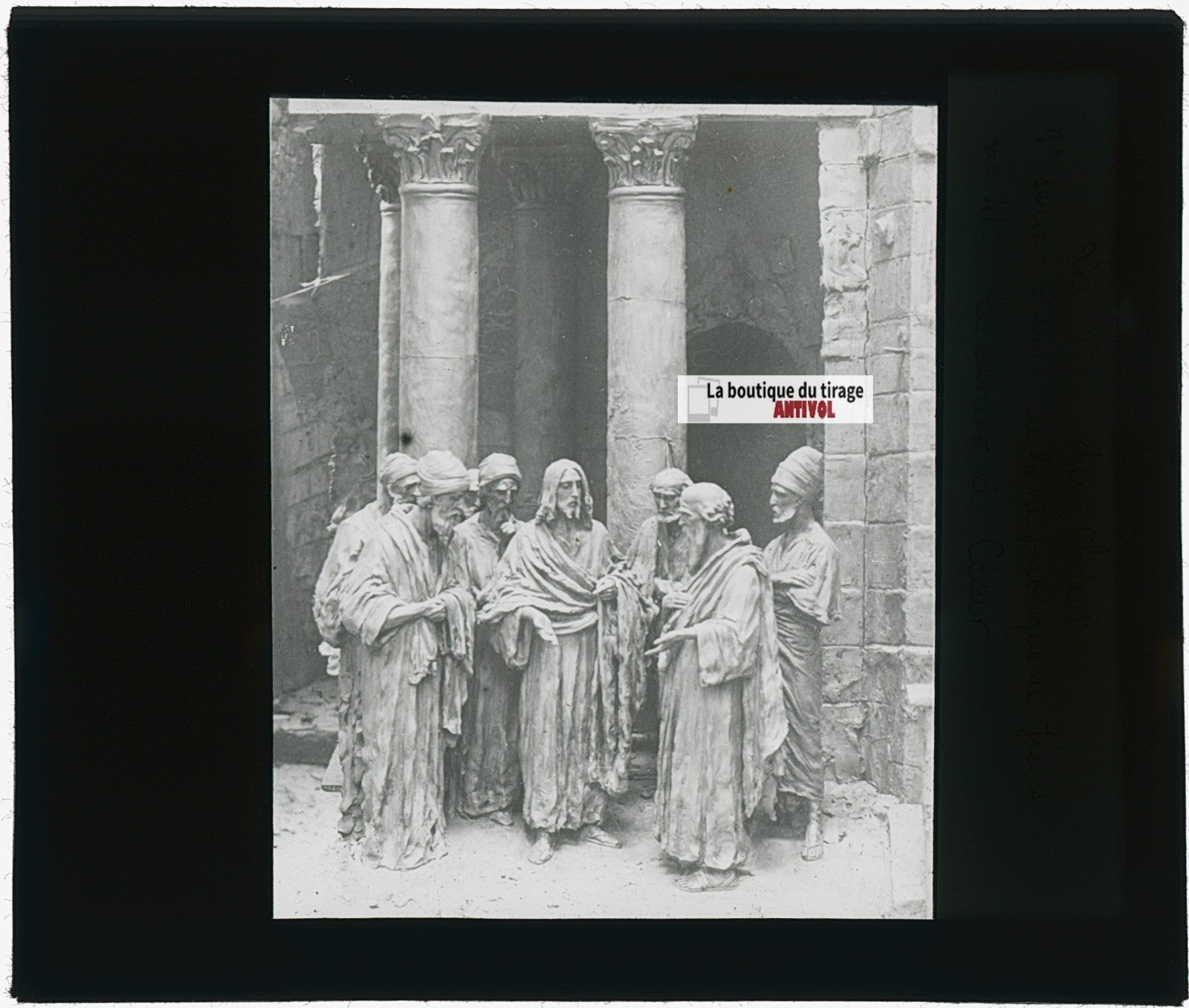 Le denier à César, Christ, photo plaque verre, noir & blanc, 8,5x10 cm