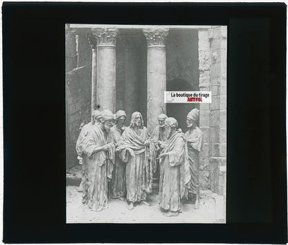 Le denier à César, Christ, photo plaque verre, noir & blanc, 8,5x10 cm