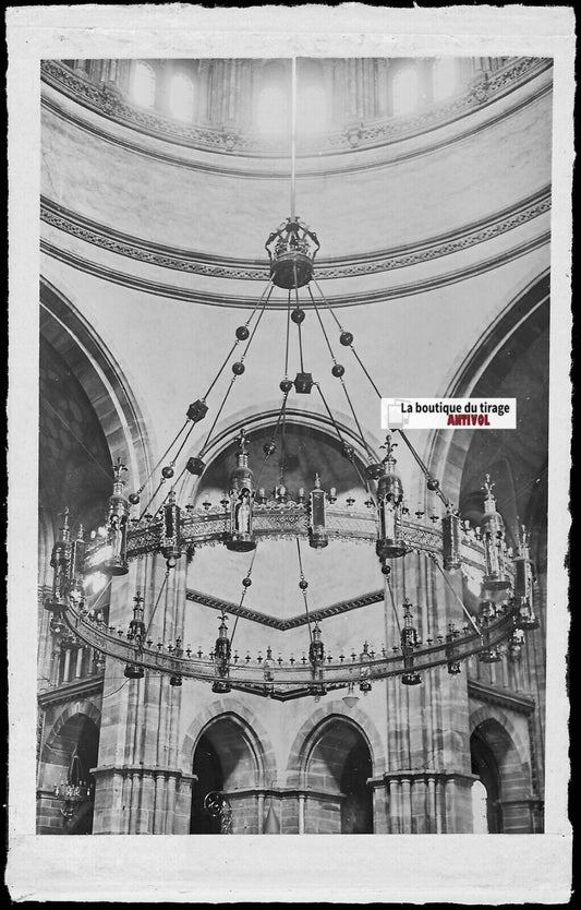 Plaque verre photo négatif noir & blanc 9x14 cm, Strasbourg, Saint-Pierre église