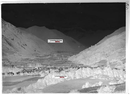 Plaque verre photo ancienne négatif noir et blanc 13x18 cm Bielle paysage ancien