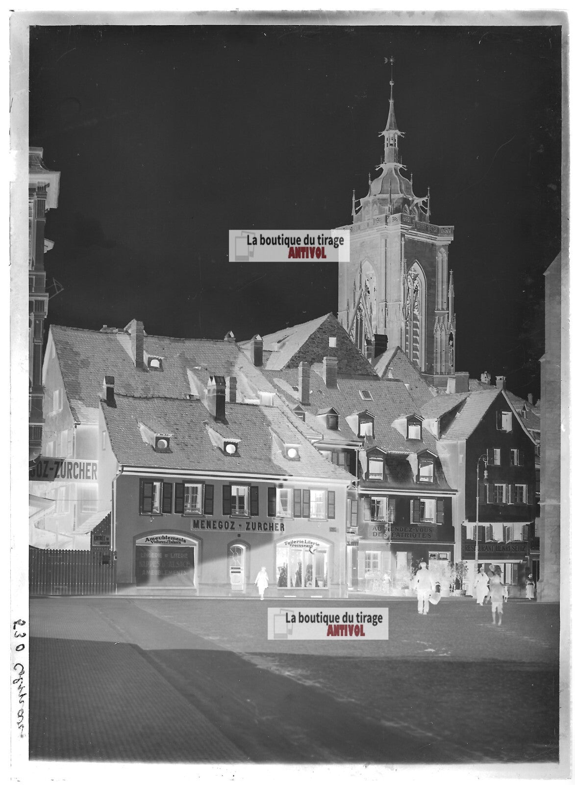 Plaque verre photo ancienne négatif noir et blanc 13x18 cm Colmar architecture