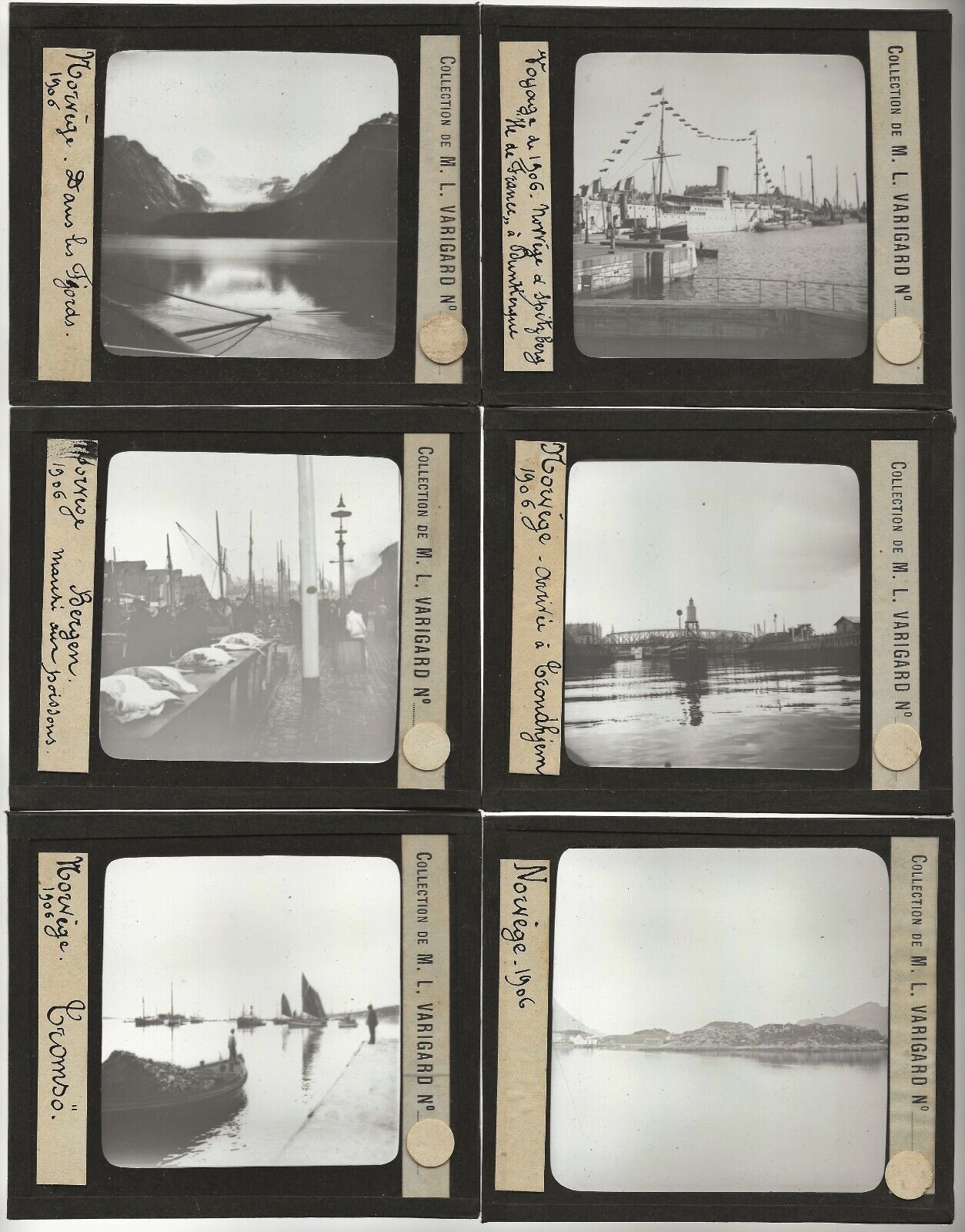 Norvège, bateaux, Tromsø, photos plaques de verre, lot 10 positifs 8,5x10 cm