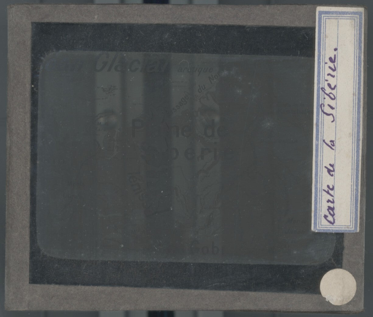 Carte de Sibérie, Russie, photo plaque verre, noir & blanc, positif 8,5x10 cm