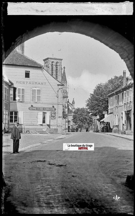 Plaque verre photo ancienne, négatif noir & blanc 9x14 cm, Phalsbourg, Moselle