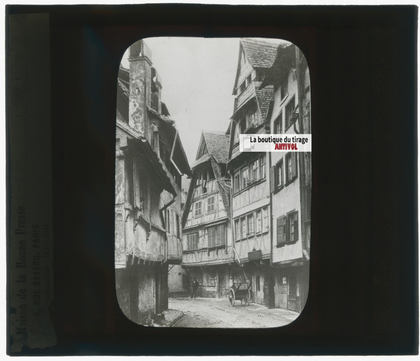 Rue du Bain-aux-Plantes, Strasbourg, photo plaque de verre, positif 8,5x10 cm