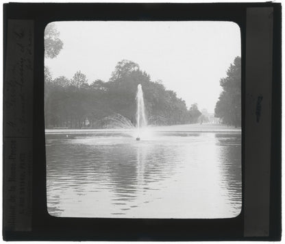 Parc des Tuileries Paris, bassin, photo ancienne plaque verre, positif 8,5x10 cm