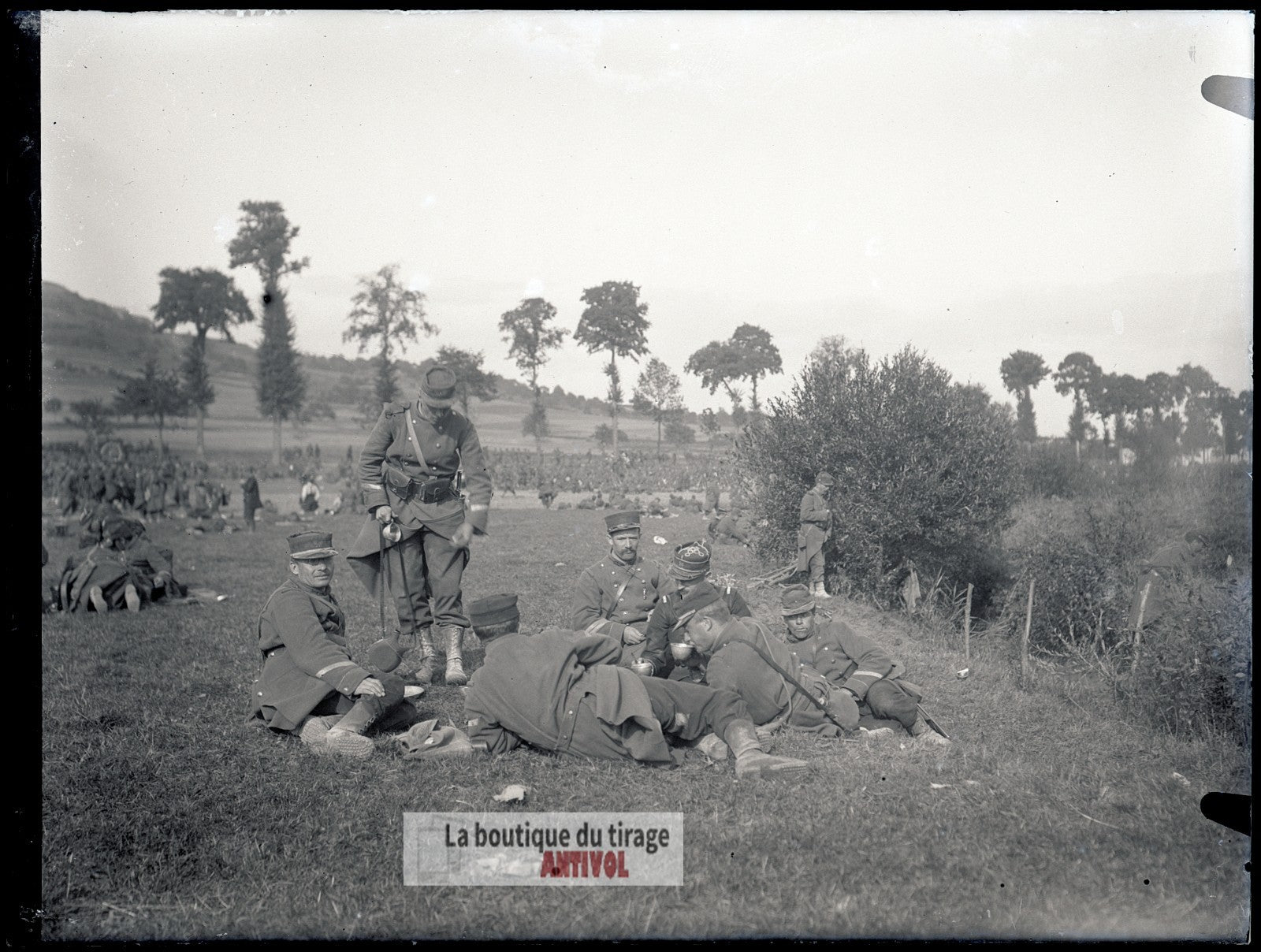 Mailly, camp la Grand'Halte, plaque verre, photo ancienne, négatif 9x12 cm