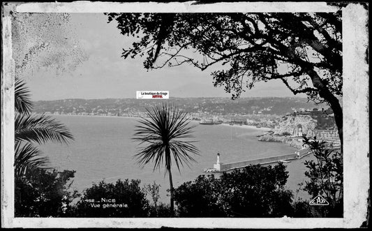 Nice, vue générale, France, Plaque verre photo négatif noir et blanc 9x14 cm