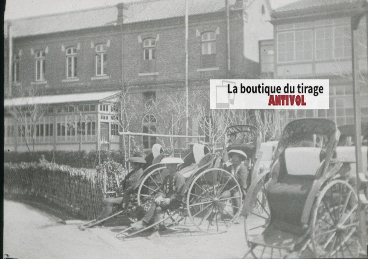 Transport, Asie, Japon, photo plaque verre, noir & blanc, positif 8,5x10 cm