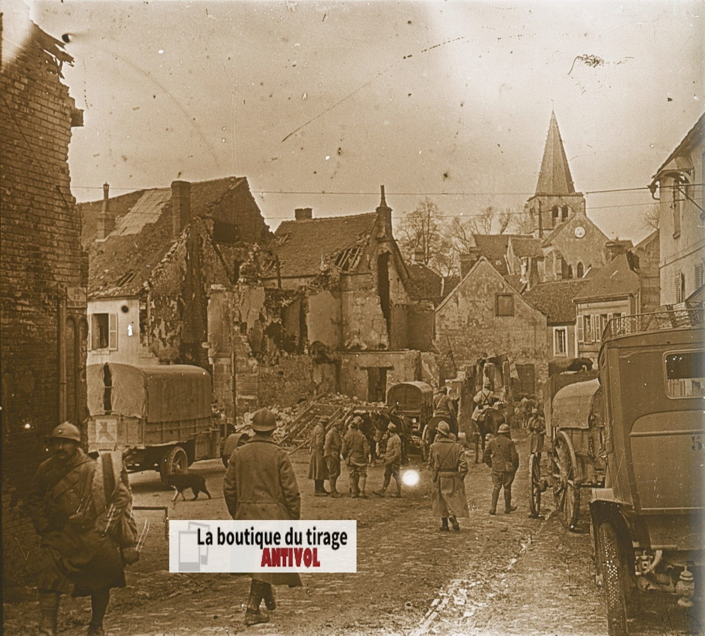 Beaurieux, soldats WW1 guerre, plaque verre, photo ancienne stéréo 6x13 cm