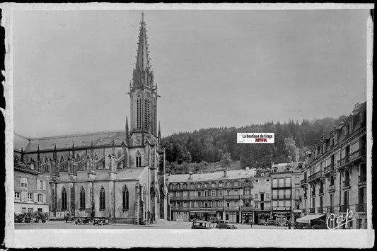 Plaque verre photo, négatif noir & blanc 9x14 cm, Plombières-les-Bains, Vosges