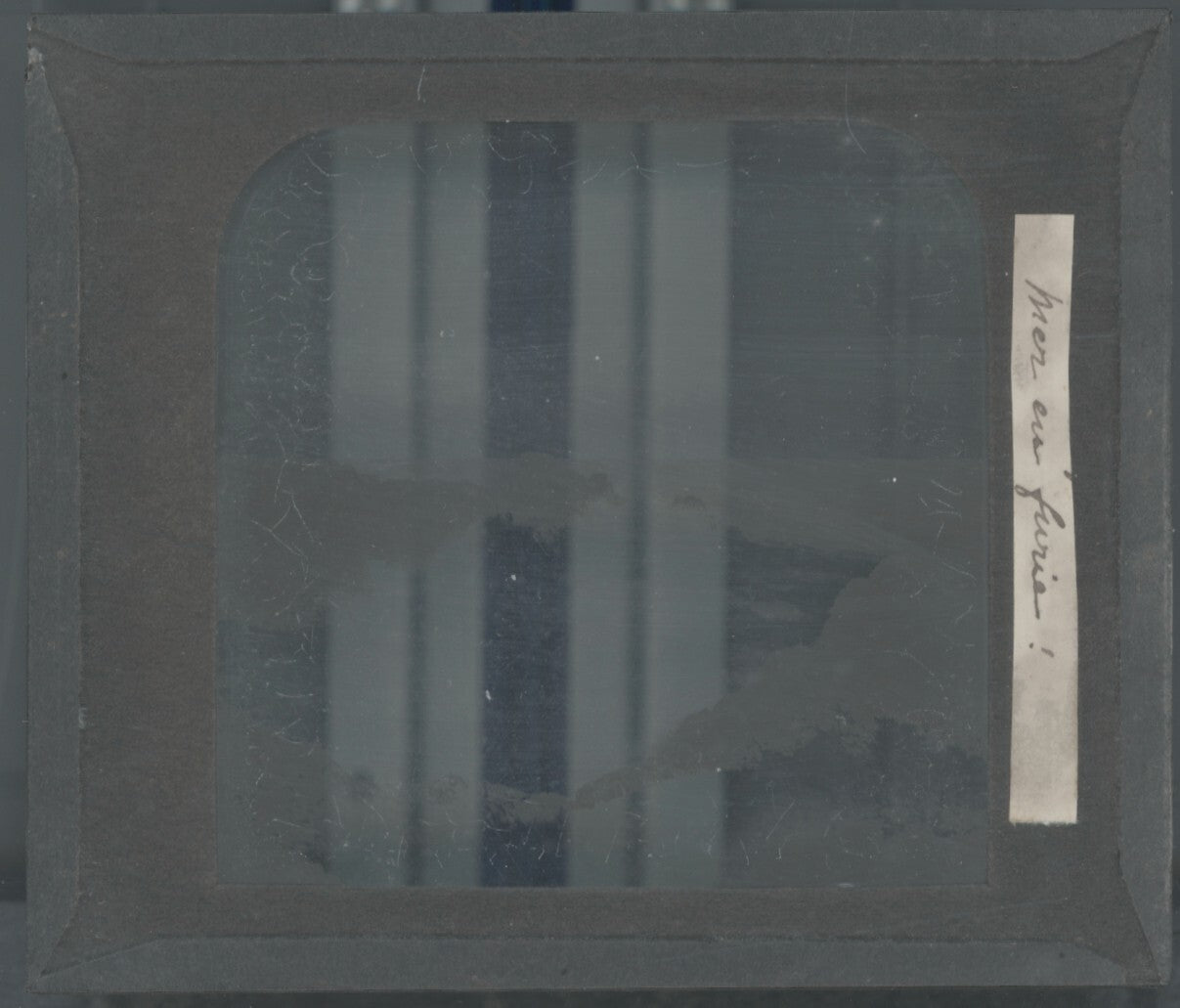 Paysage, mer, vagues, photo ancienne plaque de verre, positif 8,5x10 cm