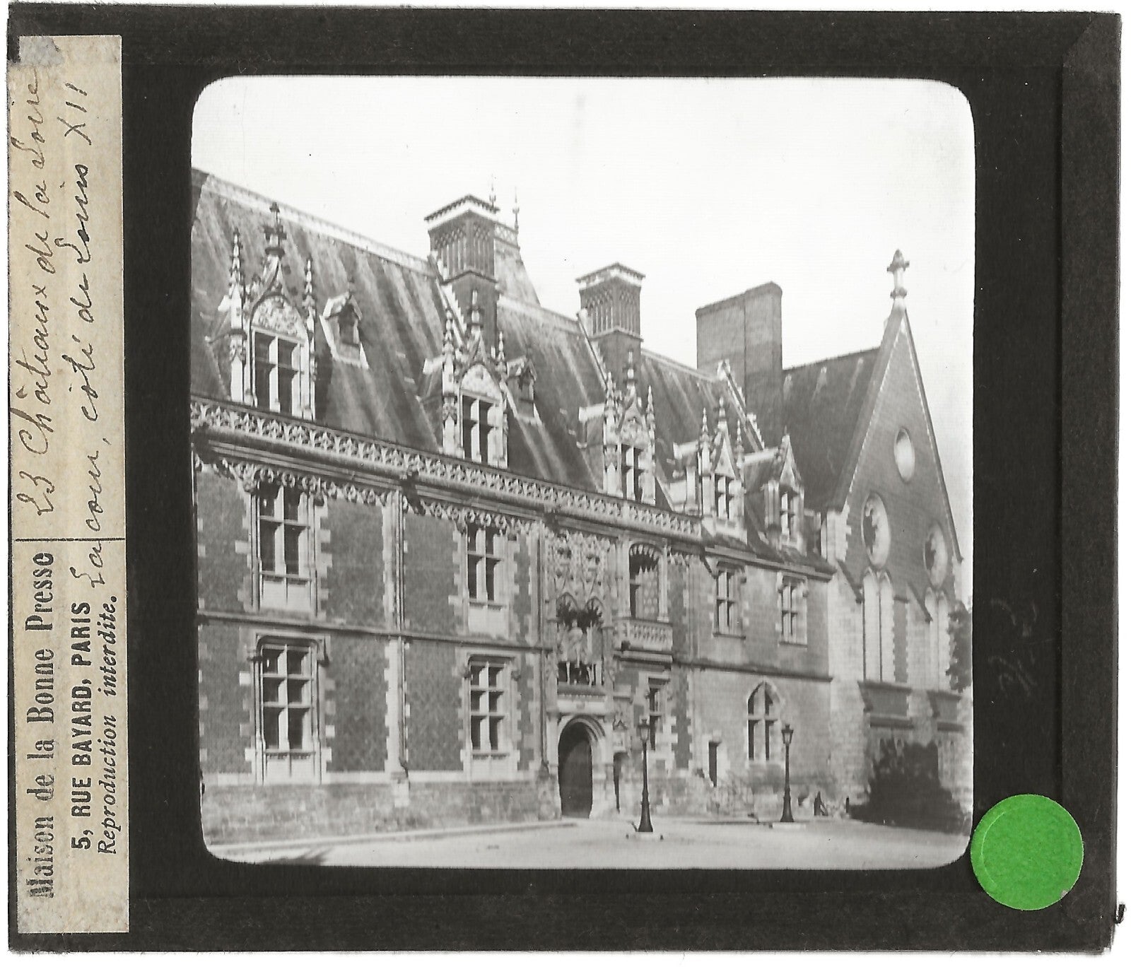 Château Royal de Blois, photo ancienne plaque de verre, positif 8,5x10 cm