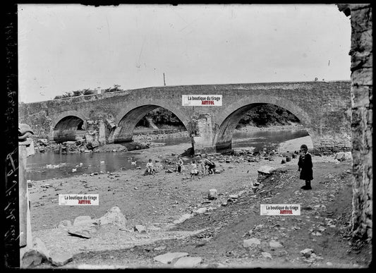 Photo ancienne verre négatif noir et blanc 13x18 cm Saint Jean De Luz Socoa pont