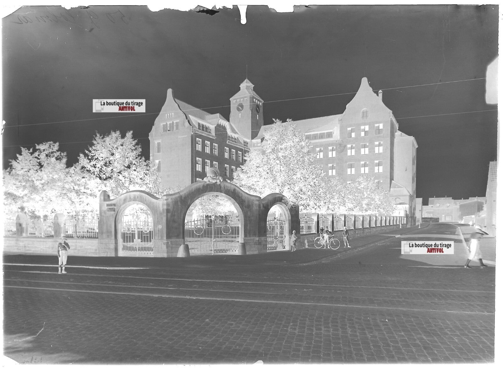 Plaque verre photo ancienne négatif noir et blanc 13x18 cm Colmar France vintage