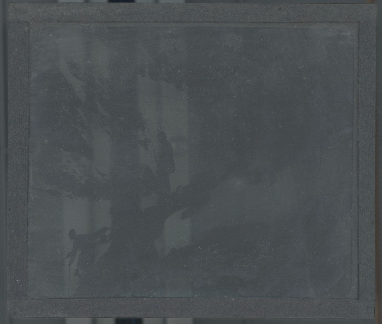 Alpinistes, montagne, glace, photo plaque verre, noir & blanc, positif 8,5x10 cm