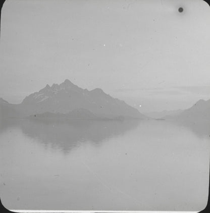 Paysage mer, Norvège ou Suéde, photo ancienne plaque de verre, positif 8,5x10 cm