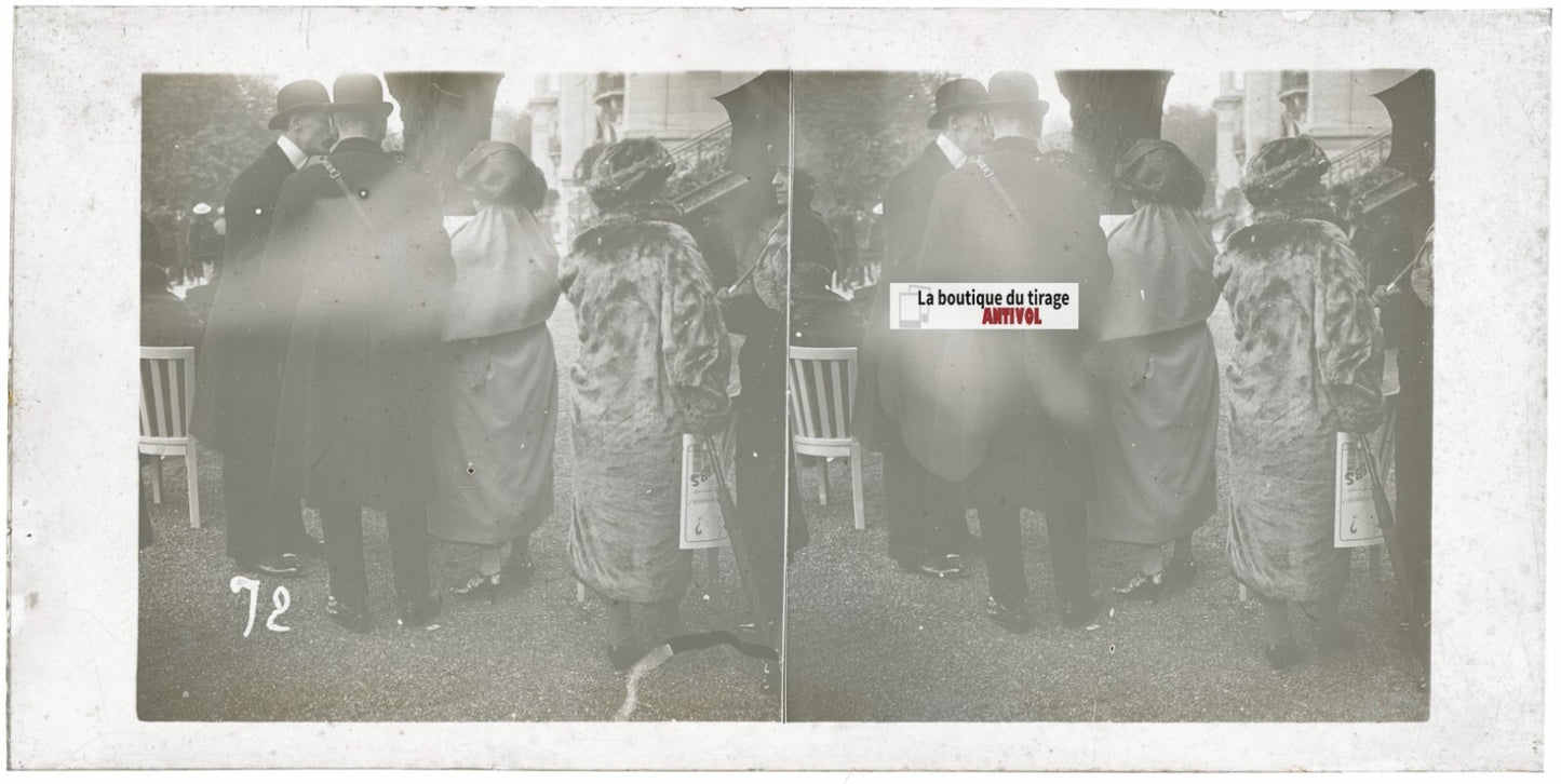 Hippodrome de Longchamp, Paris, stéréoscopie plaque verre, positif 8,5x17 cm